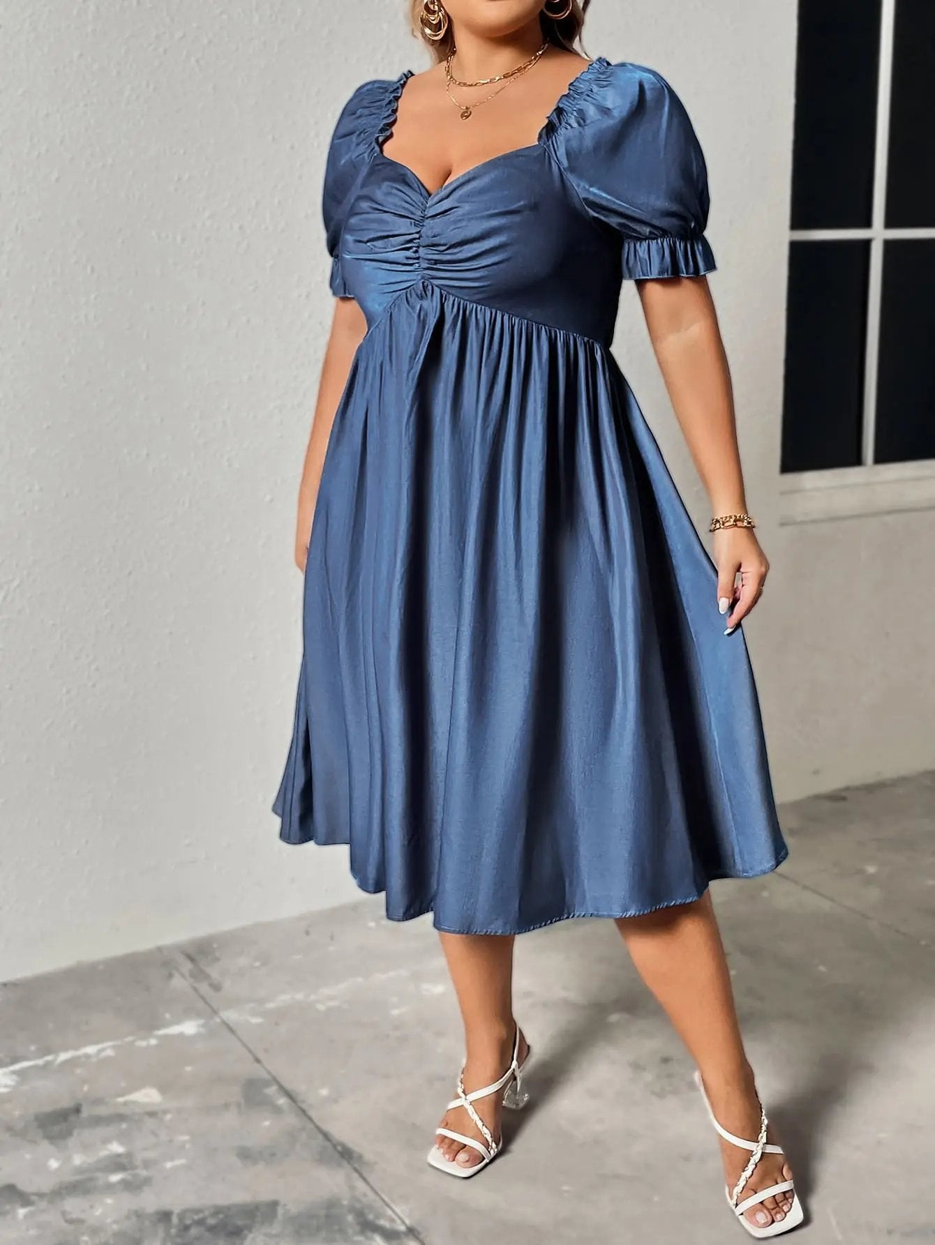 Plus size sweetheart neck dress - Love Salve